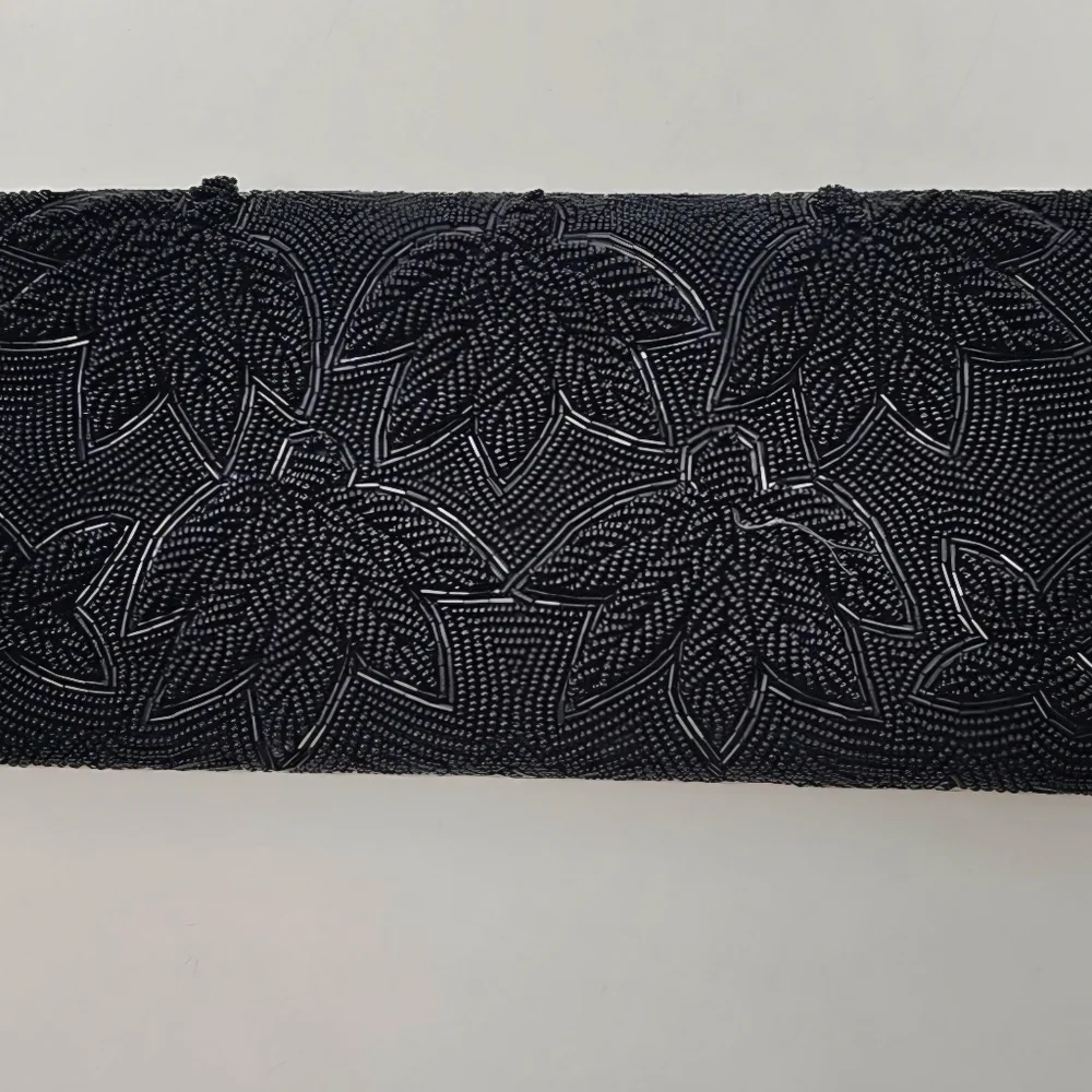 Elegant Handmade Beaded Black Clutch Purse‎ Cocktail Evening Feminine Glam